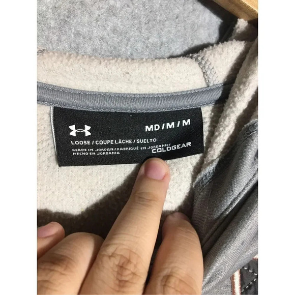 Womens Under Armour Hoodie Casual Grey Light Pink Logo Casual Winter - Picture 4 of 5